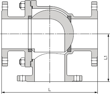L型三通球閥結構示意圖